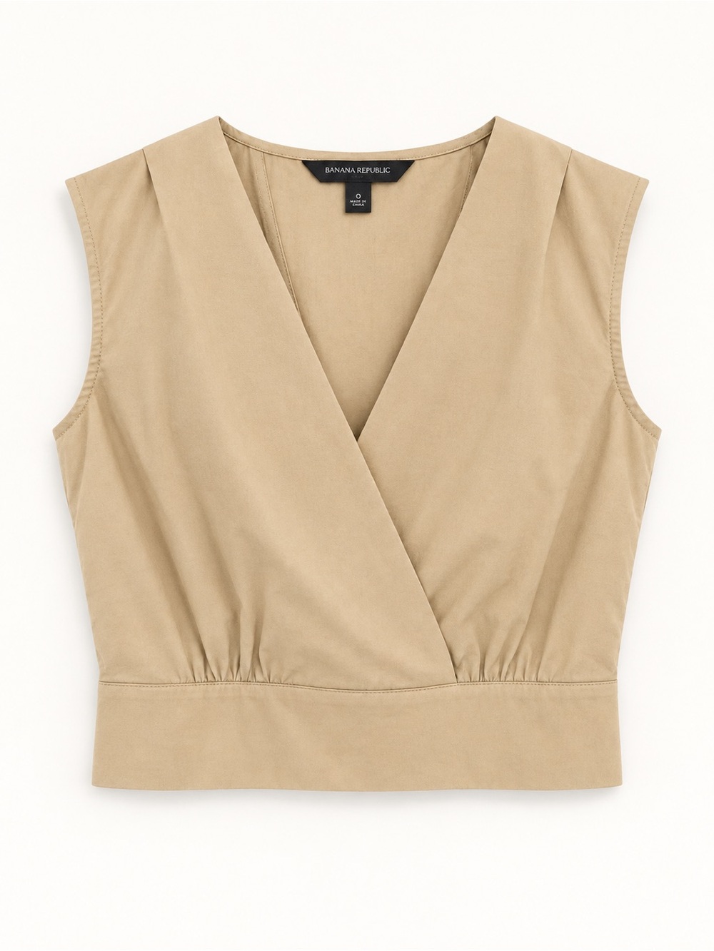 Banana Republic Tan Sleeveless V‑Neck Wrap Tank